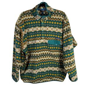 Patagonia Synchilla Cliff Arbor Green Snap T-Fleece Pullover Men’s Size Large